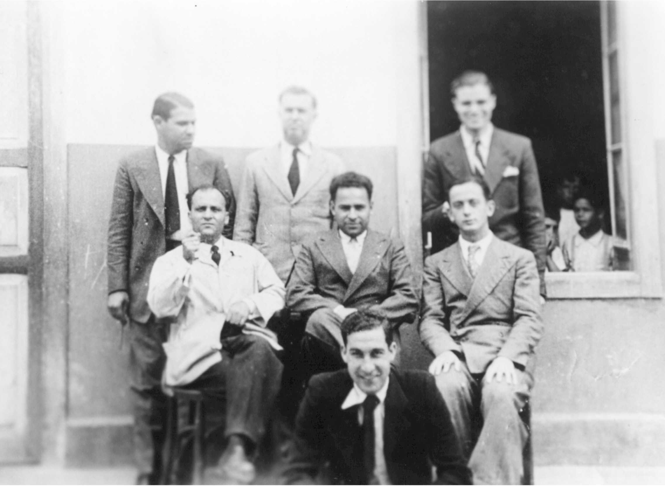 D. Pedro Montesdeoca, D. Mariano Alemán, D. Santiago del Rosario, D. Baltasar Espinosa, D. Jacinto Medina y D. Manuel Sosa, maestros de la Graduada durante muchos años.